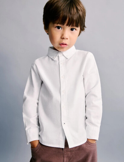Mango Oxford Cotton Shirt   White   2 3