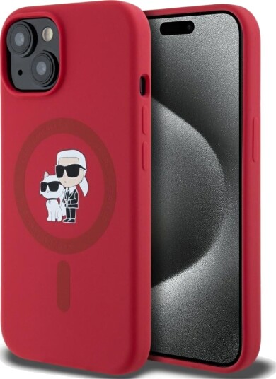 Karl Lagerfeld MagSafe iPhone 15 Deksel med Choupette Ring - Rød