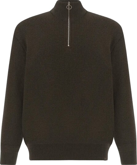 Paul & Shark Men"s Knitted Wool Zipped Sweater   BROWN   GOLD   S