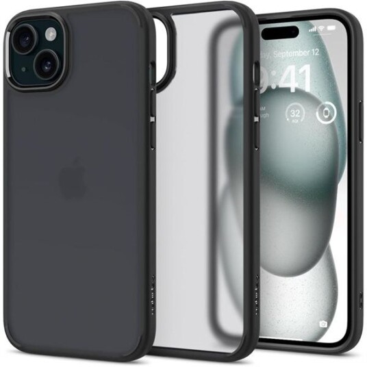 Spigen Ultra Hybrid - Baksidedeksel For Mobiltelefon - Polykarbonat, Termoplast-Polyuretan (Tpu) - Frostsvart - For Apple Iphone 15