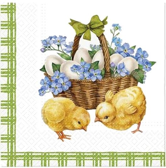 Lunsj serviett PåskeKyllinger med eggkurv fra Paw Decor Collec Lunsj serviett PåskeKyllinger med eggkurv fra Paw Decor Collec