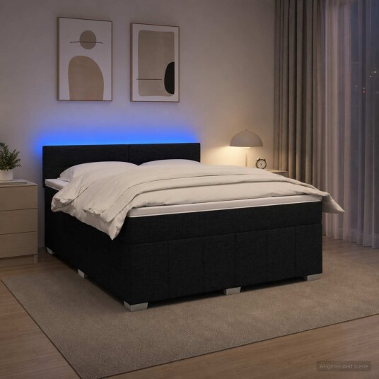 vidaXL Kontinentalseng med madrass Svart 160 x 200 cm Stoff