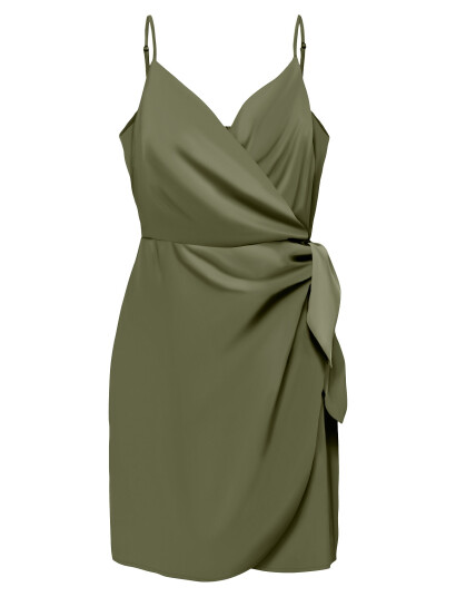 ONLY Onlalma Life Vis Isa Wrap Dress Solid - Khaki green - XS