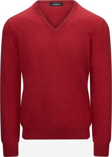 Gran Sasso V neck cashmere 56 rød herre