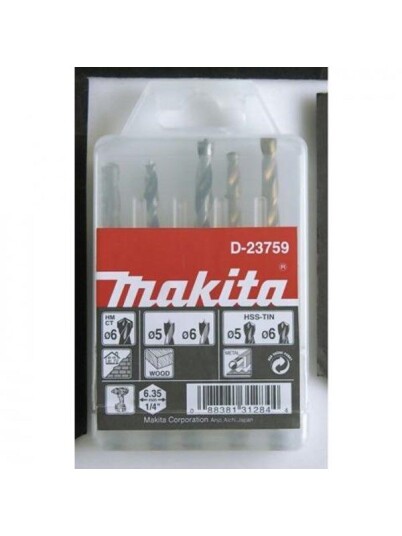 Makita D-23759 Borsett for Tre, Metall og Betong - 5 Deler HSS-TiN