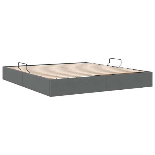 Seng med Oppbevaring med madrass Mørkegrå 180 x 200 cm stoff