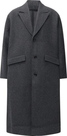 Weekday Oversized Single Breasted Wool Blend Coat DK GREY MELANGE L