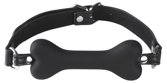 Obaie Dog Bone Gag i Silikon og Kunstlær - Svart Obaie Dog Bone Gag i Silikon og Kunstlær - Svart