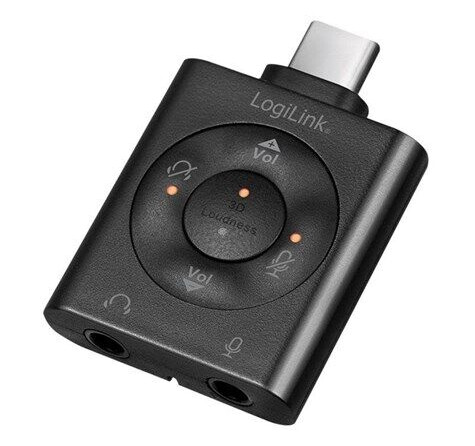 LogiLink USB 3.2 audio adapter with EQ USB-C/M to 2x 3.5 mm/F 7.1 channel