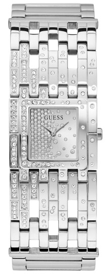 Guess Work Life, Dameklokke med sølvfarget stållenke og stener Guess Work Life, Dameklokke med sølvfarget stållenke og stener