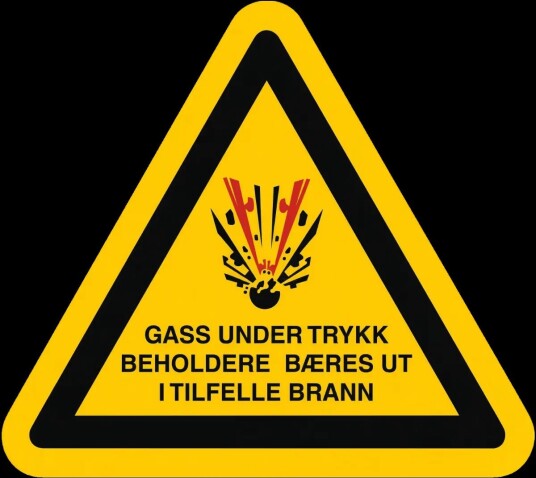 Gass under trykk, trekant Alu-plate 35x35cm Vanlig