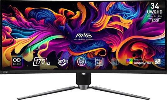 MSI MAG 341CQP QD-OLED 34" Buet Gamingskjerm 3440x1440 175Hz HDR Sort MSI MAG 341CQP QD-OLED 34" Buet Gamingskjerm 3440x1440 175Hz HDR Sort