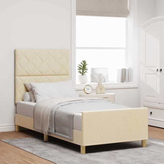 Sengekarm Kremhvit 90x190 cm Stoff