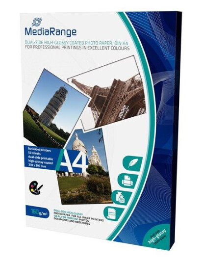 MediaRange High-glossy - white - A4 (210 x 297 mm) - 160 g/m² - 50 sheet(s) photo paper