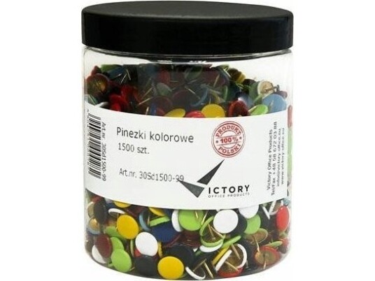 Victory Office Produkt Victory Office Pins Mix Of Farger 1500 Stk. Stor Krukke