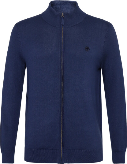 Timberland Cotton Full Zip Sweater   Navy   XXL