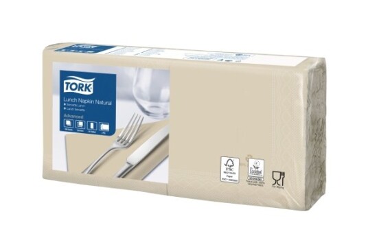 Servietter Tork 2-Lags 1/4 Fold Natur 33Cm 200Stk/Pak 10 Stk.