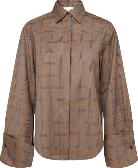Malina Allison Checkered Cufflink Shirt   Brown   40