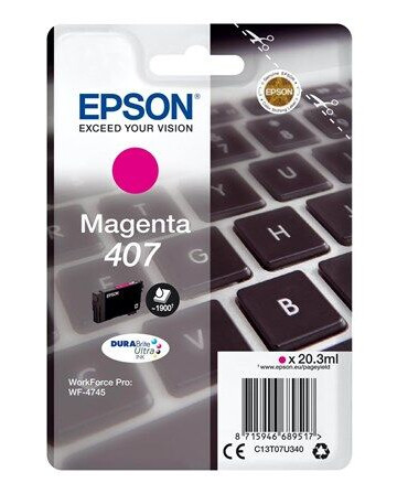 Epson 407 - L size - magenta - original - ink cartridge - Blekkpatron Rød Epson 407 - L size - magenta - original - ink cartridge - Blekkpatron Rød