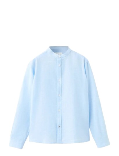 Mango Linen Blend Shirt Blue 12