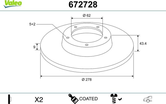 VALEO 672728 Bremseskive