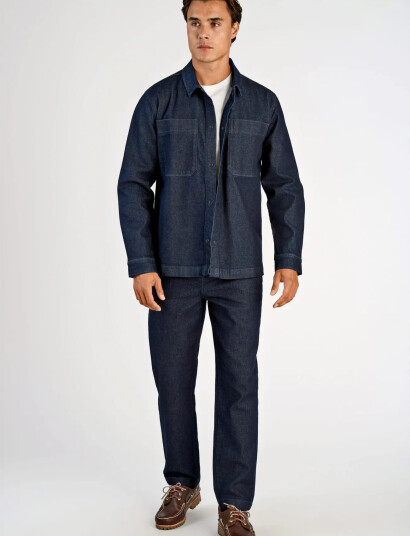 Lindbergh Indigo Overshirt L/S Navy XXL Lindbergh Indigo Overshirt L/S Navy XXL