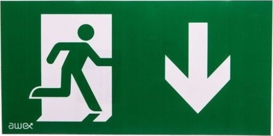 Awex Pictogram 125X250 Ps27 Mann I Døren Pil Ned Awex Logo Iso7010   Ps27