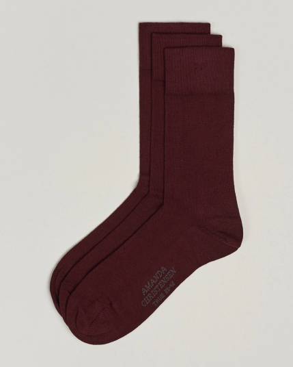 Amanda Christensen 3-Pack True Cotton Socks Bordeaux Amanda Christensen 3-Pack True Cotton Socks Bordeaux