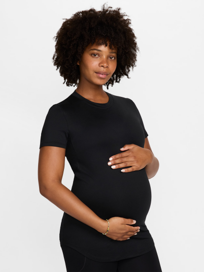 Nike One Maternity Dri Fit Short Sleeve Top Sort XS
