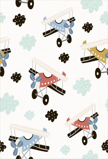 Barneteppe Plane Travel multi Størrelse: 160 x 230 cm