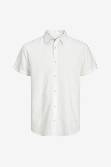 Jack & Jones Skjorte jjeSummer Linen Blend Shirt SS SN Hvit