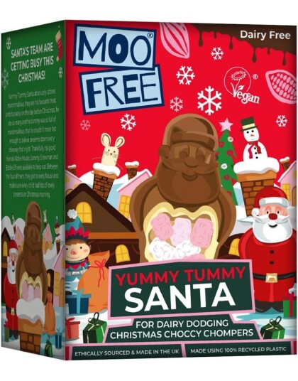 Moo Free Yummy Tummy Santa Box Sjokolade og Skumgodteri i Gaveeske 100 gram Moo Free Yummy Tummy Santa Box Sjokolade og Skumgodteri i Gaveeske 100 gram