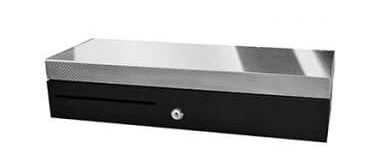 APG Flip Lid Cash Drawer Black SS Front 460 x 170 x 100 RJ11 cable 24v