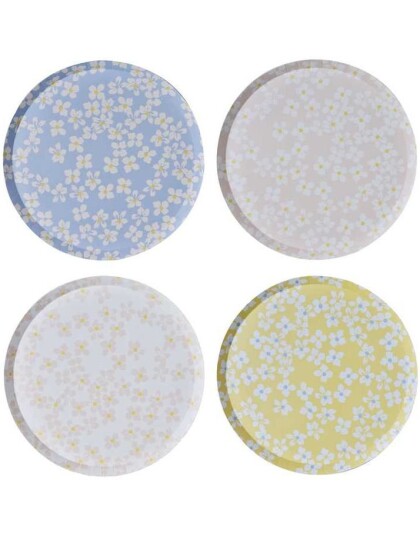 Ginger Ray 8 stk Forskjellig Pastellfargede Papptallerkener med Blomster 25 cm Hello Spring SP 614