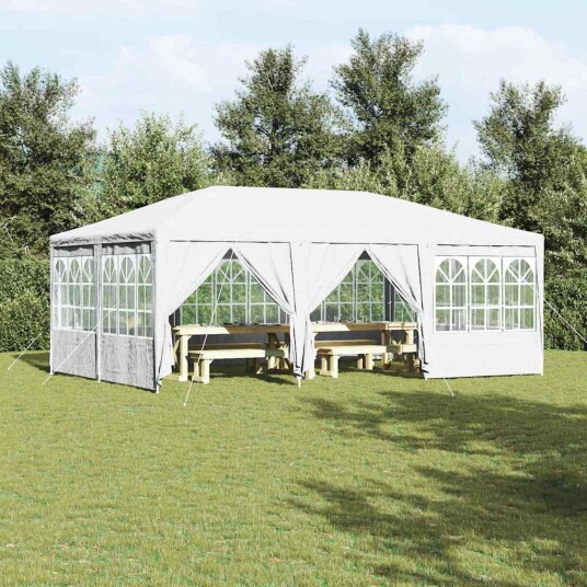  Festtelt med 10 sidevegger Hvit 6x4 m PE