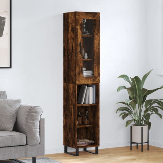 vidaXL Highboard røkt eik 34,5x34x180 cm konstruert tre 8720845488123