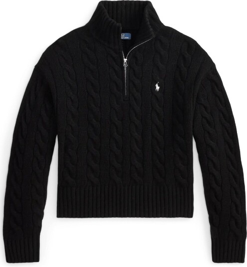 Polo Ralph Lauren Cable Wool Cashmere Half Zip Sweater POLO BLACK XL Polo Ralph Lauren Cable Wool Cashmere Half Zip Sweater POLO BLACK XL