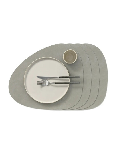 LIND DNA 4-Set Dækkeserviet Curve L Nupo - Grey - 37X44CM