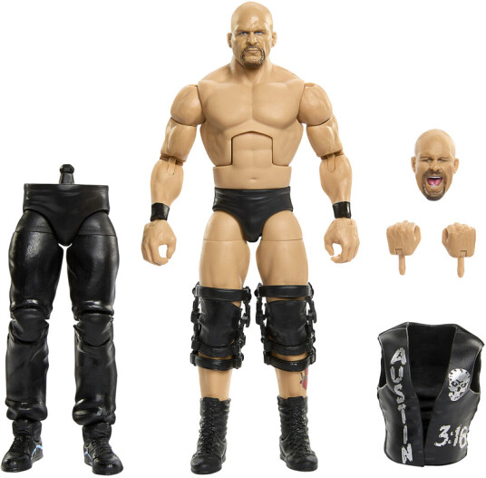 WWE Elite Collection 6" Summerslam Stone Cold Steve Austin Action Figure with Jesse Ventura BuildAFigure Part