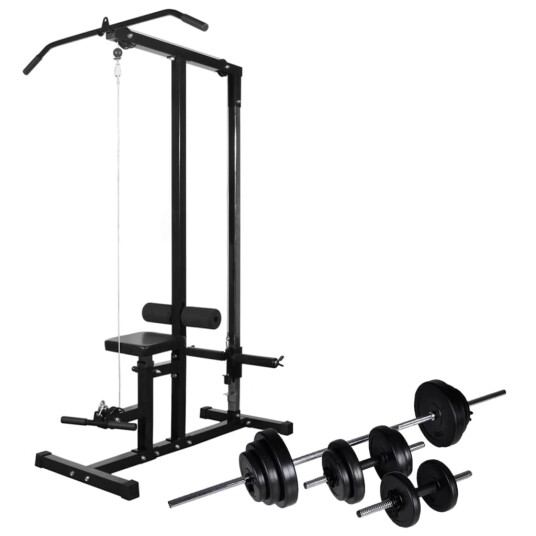 Treningstårn med vektstangog manualsett 30,5 kg Treningstårn med vektstangog manualsett 30,5 kg