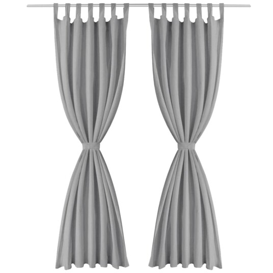 Vidaxl Mikrosateng Gardiner Med Hemper 2 Stk 140x175 Cm Grå