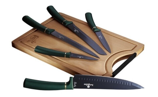 Berlingerhaus Berlinger Haus Bh-2551 Kniv Sett Rustfritt Stål Sort Grønn Tre