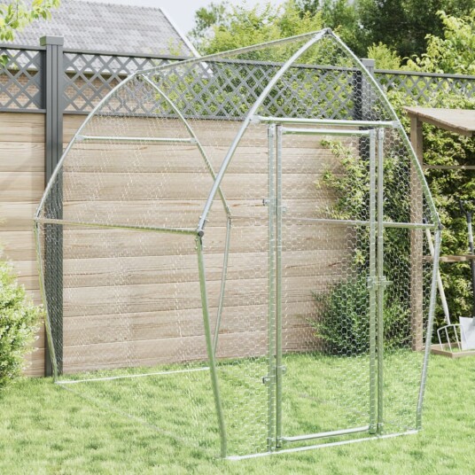 Kyllingbur Sølv 200X105X182 cm Galvanisert Stål Kyllingbur Sølv 200X105X182 cm Galvanisert Stål