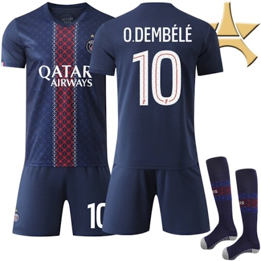 2025-2026 Paris Saint-Germain Hjemmedrakt 1 Stjerne Fotballtrøye med Sokker Nr.10 O.Dembélé 26