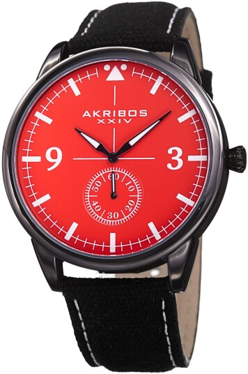 Akribos XXIV Herreklokke AK938RD Canvas Orange/Lær Ø45 mm