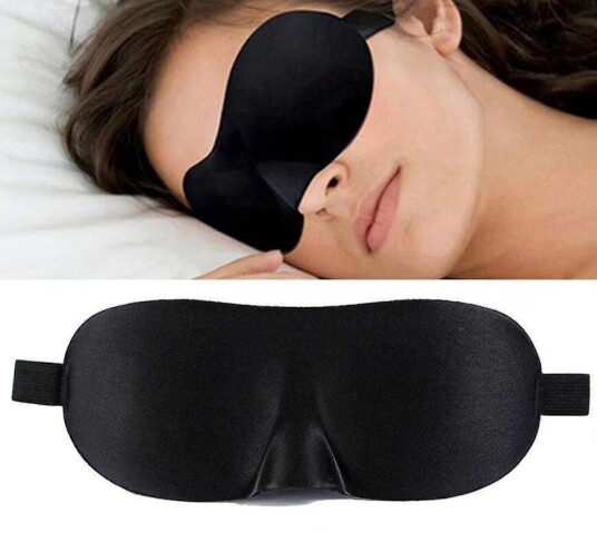 2-pakning 3D Sovemaske / øyemaske / bind for øynene Svart