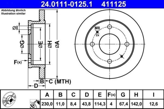 Bremseskive ATE 24.0111-0125.1