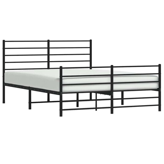 vidaXL Sengeramme i metall med hode- og fotgavl svart 140x200 cm