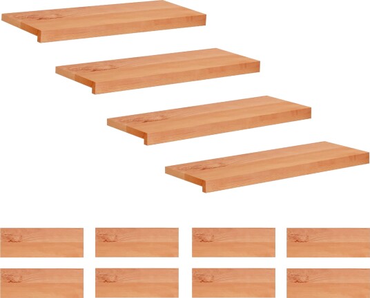 vidaXL Trappetrinn 12 stk. 80 x 25 x 2 cm Lakk Massiv bøketre