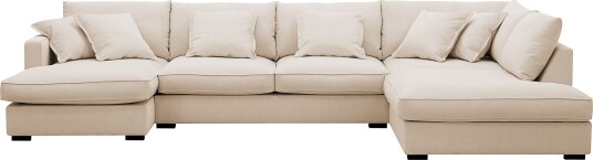 Rossita Lyx 5 seters venstrevendt U formet ekstra dyp sofa med divan og sjeselong i manchester Beige